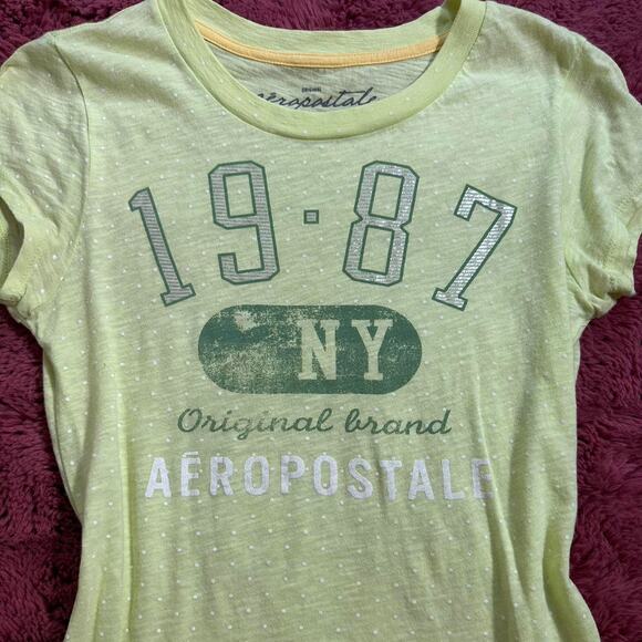Butter yellow and green y2k Aeropostale baby tee - Picture 5 of 6